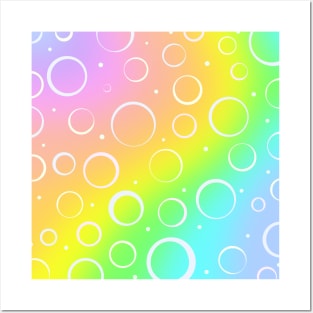 Rainbow Gradient Design with White Circles! Posters and Art